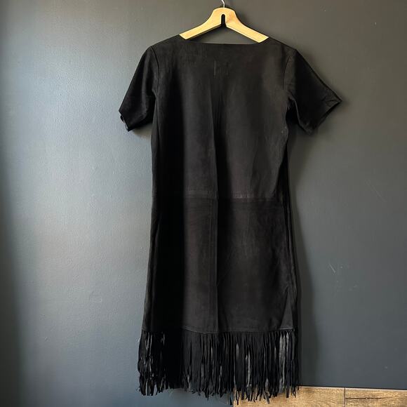 RtA Lamb Suede Leather Black Fringe Dress Size XS - Picture 9 of 12
